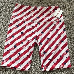Shosho Red and White Star Striped Bike Shorts